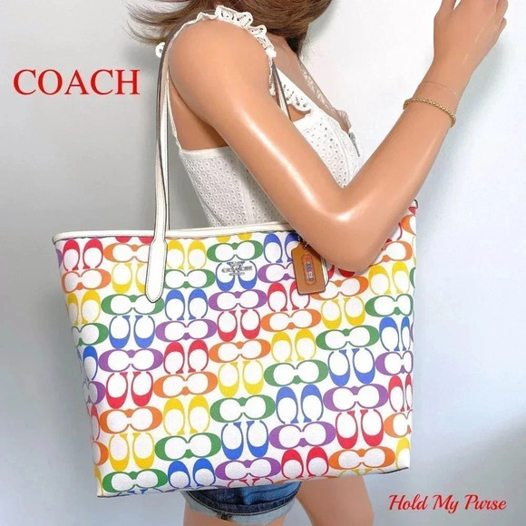 Coach Purse Signature Rainbow City Tote Bag NWT - Picture 12 of 13